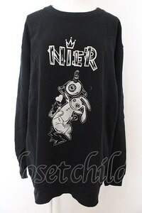 NieR Clothing / プリントトレーナー 2XL クレーン（ブラック） O-24-12-31-1038-PU-TO-OW-OS