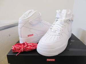 1000円スタート 未使用 シュプリーム Supreme Nike Air Force 1 Mid エアフォース 1 FZ8784-100 スニーカー 白27㎝