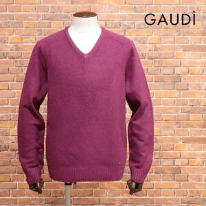 24秋冬/GAUDI/Lサイズ/Vネック ニット ウール混 起毛 リブ編み 伸縮性◎ 無地 ベーシック 定番 新品/赤/ボルドー/ja240/