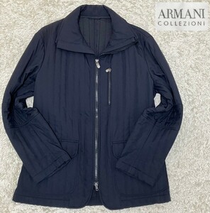 【大きいサイズ50★】美品 ARMANI COLLEZIONI ジップアップコート◆ストライプキルティング☆アルマーニ コレッツォーニ (11)