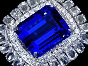 1円～【ジュエリー極】鑑付 超極上品 超大粒極上天然タンザナイト22.32ct＆極上ダイヤ4.54ct 超極上K18WGリング kitk9423rzl【送料無料】