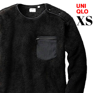 XS 新品【UNIQLO x Engineered Garments フリースプルオーバー（長袖）Black ユニクロ x エンジニアドガーメンツ フリースプルオーバー】