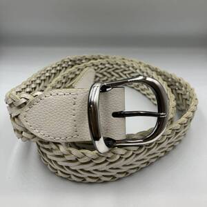 AKM メッシュレザーベルト ジュンハシモト MESH A&E BELT オーバルバックル 白 ユニセックス