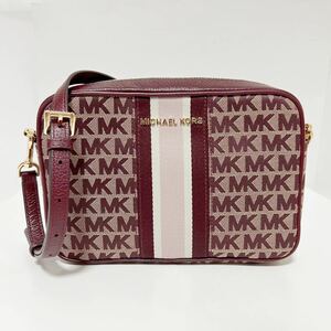 MICHAEL KORS マイケルコース クロスボディー ショルダー ポシェット キャンバス ワインレッド 35F9GTTC3J 中古