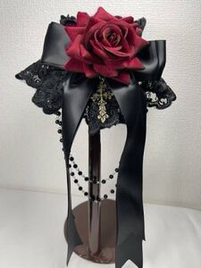 新品　ゴスロリ ヘッドドレス 暗黒風 ロリータ ハット 髪飾り ロリィタ 薔薇 レース 帽子 お嬢様 ゴシック　ハロウィン パーティ イベント