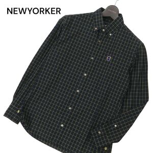 NEWYORKER BY KEITA MARUYAMA ニューヨーカー × ケイタマルヤマ 長袖 ロゴ刺繍★ チェック シャツ Sz.S　メンズ ネイビー　C4T06934_7#C