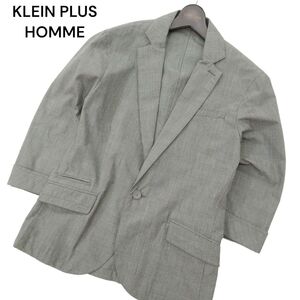 美品★ KLEIN PLUS HOMME クランプリュス ミッシェルクラン オム 7分袖 グレンチェック テーラード ジャケット Sz.46 メンズ　C4T06423_7#M