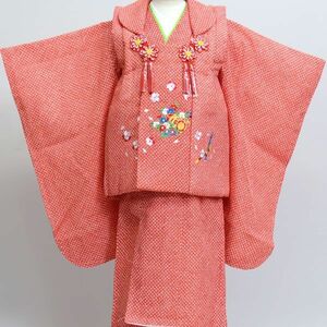 七五三 女児 三歳 被布着物フルセット 総柄鹿子刺繍模様 新品（株）安田屋 NO13584