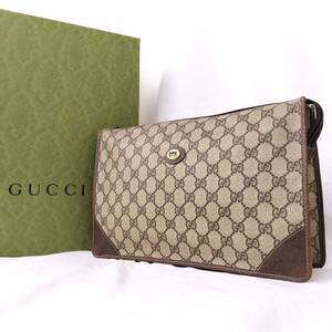 時代を超える品格★　GUCCI グッチ　オールドグッチ　クラッチバッグ GGスプリーム インターロッキング ヴィンテージ　ブラウン