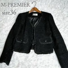 M-PREMIER ノーカラージャケット ツイード フォーマル 卒業式 入学式