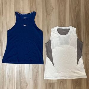 送料230★Reebok リーボック & アンダーアーマー Sサイズ レディース タンクトップ まとめ フィットネス ヨガ 他 良質品 セット 641 紺&白