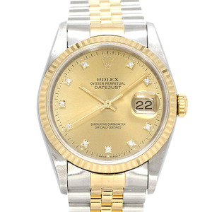 ロレックス ROLEX デイトジャスト 16233G メンズ腕時計 SS/YG 10Pダイヤ 自動巻き X番