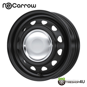 4本購入で送料無料 NeoCarrow ネオキャロ 14x4.5J 8/100 +45 セミマットブラック/クロームキャップ 軽自動車専用 新品ホイール1本価格