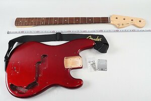 Squier スクワイア エレキベース用 ネック / プレシジョン プレベ ボディ レッド / ネックプレート まとめてセット ※ジャンク