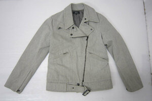 A.P.C. アーペーセー コットン ダブルライダースジャケット Sサイズ グレー 日本製 cotton double-riders jacket