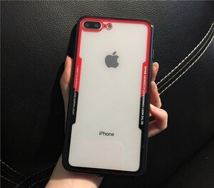 iPhone7プラス/iPhone8プラス 兼用 アクリルパネル保護ケース　ブラック/レッド