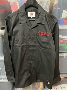 J-63★USA古着 美品!! Dickies ディッキーズ シャツ 刺 黒 L