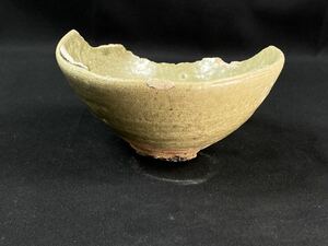 【福蔵】古唐津 茶碗 桃山時代 江戸時代 骨董品 古玩 茶道具 陶片 残器 参考品 径12.3cm