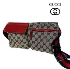 09　GUCCI　グッチ　シェリーライン　ボディバッグ　ウエストポーチ　GG柄