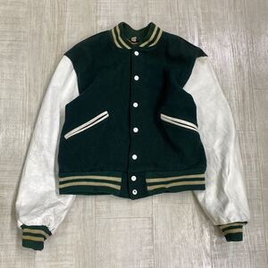 70s BUTWIN Baseball Jacket バトウィン ベースボール ジャケット レザー × メルトン ビッグ サイズ ヴィンテージ スタジャン SIZE 42 612