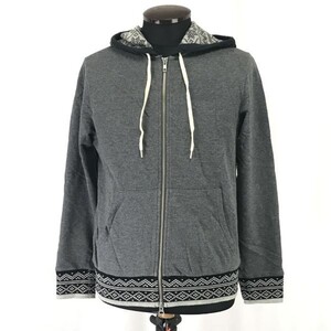 ビームス/BEAMS★ジップアップ/スウェットパーカー【メンズS/グレー系/gray/部分エスニック柄】Jacket/Jumper/Parker◆BH534