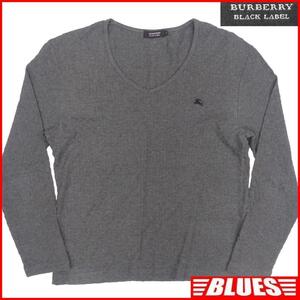 即決★BURBERRY BLACK LABEL★美品 メンズM廃版 Tシャツ バーバリーブラックレーベル 2 グレー 三陽商会正規 カットソー 長袖