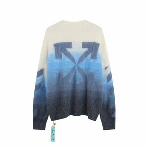 OFF-WHITE オフホワイト セーター ニット 上着 男女兼用 長袖 ブルー ホワイト 中古 M TJ 1