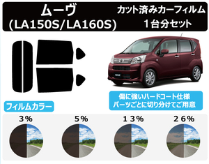 カーフィルム カット済み 車種別 スモーク ムーヴ フィルム (LA150S/LA160S) リアセット　FG2064