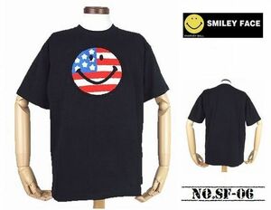 【送料無料! 37%FF】SMILEY FACE スマイリーフェイス ワイドシュルエット サガラ刺繍Tシャツ SF-06 BLACK_Mサイズ