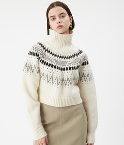 MIESROHE/ミースロエ/Cropped Nordic Knit/クロップドノルディックニット/ハイネック/モヘヤ混/バックスリットネック