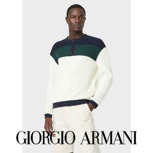 とても可愛いバイカラーニット GIORGIO ARMANI ジョルジオアルマーニ コットンニット ネイビー系コントラスト 48サイズ