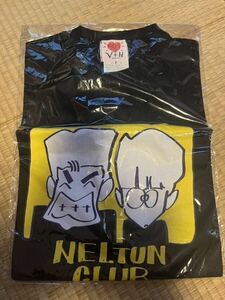 当時物.未使用☆80-90年代NELTUN CLUB 昭和・ねるとん紅鯨団 ねるとんクラブ　　　　　　サイズF半袖Tシャツ 黒 とんねるず 