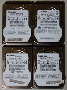 3867 2.5インチ 内蔵SATAハードディスク 640GB 東芝 MK6475GSX 4個 9.5mm 5400rpm 正常 使用2105/4200/4411/18707時間 Mac/Win