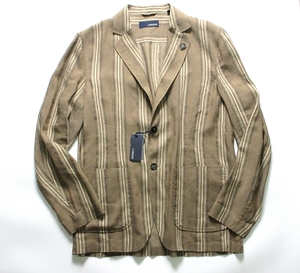 新品 LARDINI ラルディーニ リネン ストライプ シャツ ジャケット L 春夏