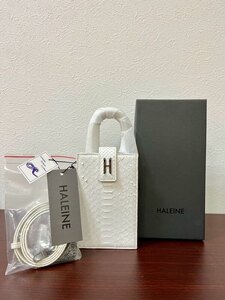 【20785】新品HALEINE（アレンヌ）スマホショルダー　ホワイトパイソン