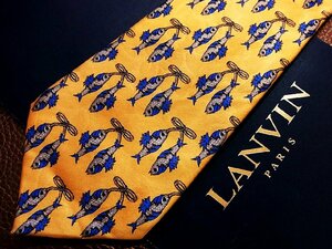 ★良品★3R00327【LANVIN】ランバン「魚 フィッシュ 柄」ネクタイ