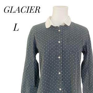 GLACIER グラシア　レディース　長袖　シャツブラウス ドット柄　L