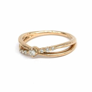 美品◆4℃ ヨンドシー K10リング ◆ ゴールドカラー ダイヤ7P K10 レディース 総重量2g 指輪 ring jewelry ジュエリー