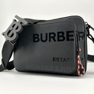 【極美品/現行】BURBERRY バーバリー ホースフェリープリント HORSEFERRY ショルダーバッグ カメラ メンズ TBロゴ クロスボディ ブラック