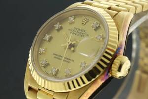 LVSP7-1-34 7T012-34 ROLEX ロレックス 腕時計 69178 デイトジャスト 750 18K YG 10Pダイヤ S番 約73g レディース ゴールド ギャラ付 中古