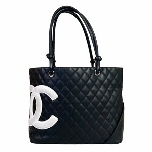 【1円～】 シャネル CHANEL バッグ トートバック マトラッセ カンボンライン 9番台 ココマーク レザー ブラック 中古