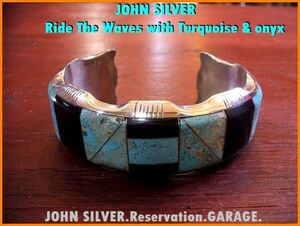 【JOHN SILVER】ジョンシルバー/シルバー/バングル/ride the waves/with turquoise & onyx