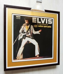 エルビス・プレスリー/LP ジャケット ポスター 額装/Elvis Presley/At Madison Square Garden/アルバム アート/ロック レジェンド/額付