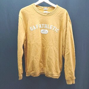 ◇ GAP ギャップ カジュアル 秋冬 あったかい シンプル 裏起毛 長袖 トレーナー サイズM マスタード メンズ E