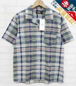 7T7335/未使用品 RRL 半袖マドラスプリントシアサッカーキャンプシャツ ダブルアールエル