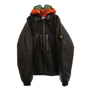 SUPREME シュプリーム 23AW ×STONE ISLAND Leather Bomber Jacket レザーボンバージャケット 7925001S1 ブラック