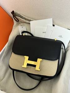 エルメス コンスタンスミニ 18 中古美品 2024年 W刻印 ブラック ヴォーエプソン バッグ　HERMES