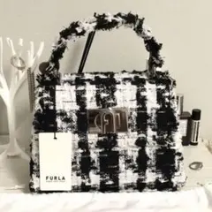 FURLA ツイード 千鳥柄ショルダーバッグ