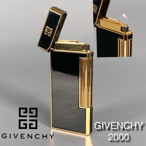 【着火◎】ジバンシー GIVENCHY 2000 ガスライター ブラック×ゴールド 漆 ローラー式 喫煙具