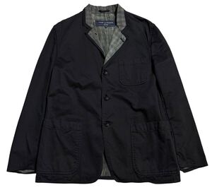 AD 2004 COMME des GARCONS HOMME ギャルソン オム 製品染め 裏地ブロックチェック 3B コットン ジャケット 黒 S